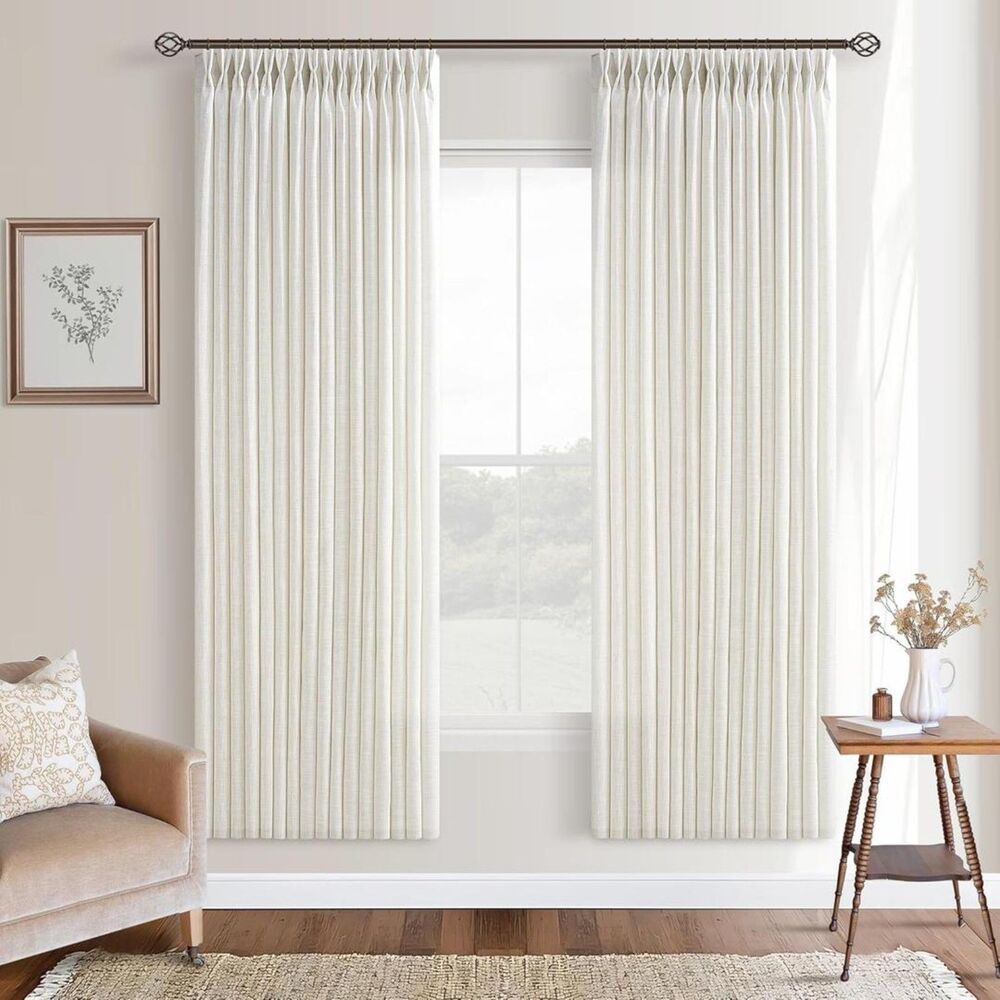 Brand New Twodrapes Cream Ivory Semi-Sheer Linen Curtains – Set of 2